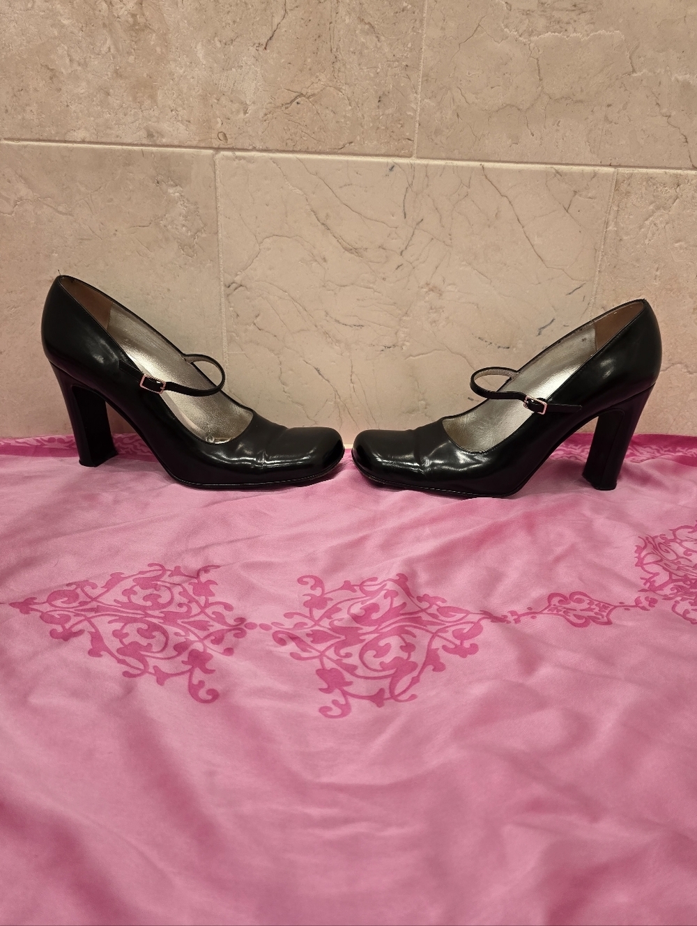 Dolce & Gabbana Leather Vintage mary jane classic square toe Block Heel 37.5 - Picture 3 of 11
